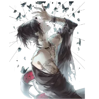 😎 Emo, Gotico, Anime, Tatuaggi, Estetica dark, Farfalle, Arte telegram sticker