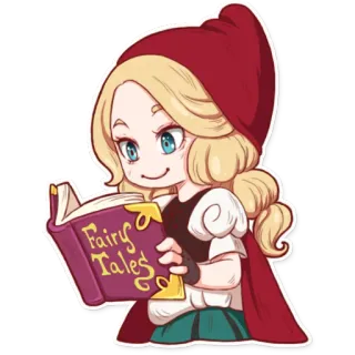 📖 Fairy Tales Märchen, Lesen, Buch, blond, Rotkäppchen, Cartoon whatsapp sticker