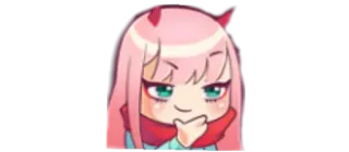 🤔 Zero Two Darling in the Franxx Anime, Zero Two, pinke Haare, Hörner, niedlich telegram sticker