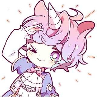 🫡 유니콘, 귀여운, 애니메이션, 치비, 반짝이, 카와이 telegram sticker