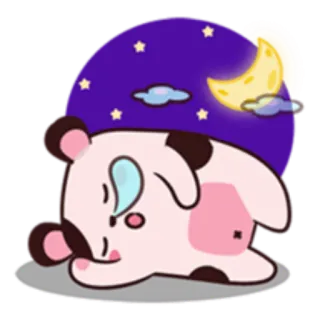 😴 sommeil, nuit, lune, étoiles, mignon, animal, kawaii whatsapp sticker