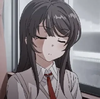 🥱 ragazza anime, cartone animato, studentessa, carina, calma, triste telegram sticker