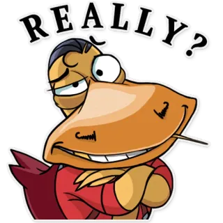 😏 REALLY? 漫画, 皮肉, 質問, アヒル, 鳥, ユーモア telegram sticker