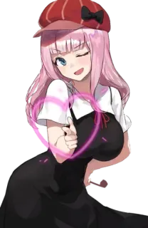 ❤ Chika Fujiwara Kaguya-sama: Love Is War 动漫, 藤原千花, 辉夜大小姐想让我告白, 粉色头发, 可爱, 卡通, 爱心, 漫画 telegram sticker