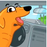 😱 dog, driving, animal, cartoon, car, funny, pet telegram sticker