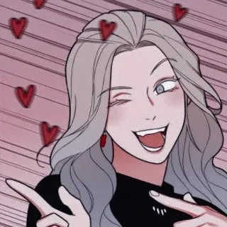 ❤️ Anime, Dziewczyna, Mrugnięcie, Serca, Słodkie telegram sticker