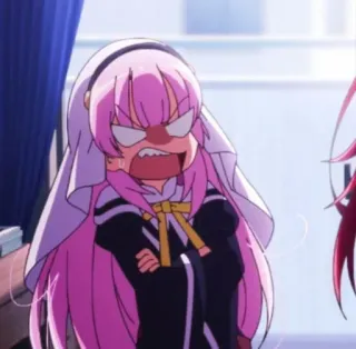 🔮 Anime, En colère, Frustré, Fille anime, Dessin animé, Cheveux roses telegram sticker