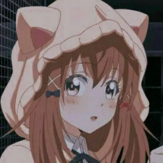 🌟 アニメ 女の子, カートゥーン, 可愛い, カワイイ, パーカー, 猫耳, アニメ キャラクター telegram sticker