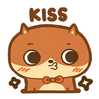 😙 KISS ciuman, binatang, lucu, rubah, cinta, ramah telegram sticker