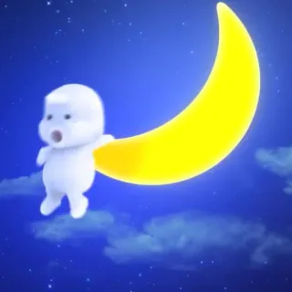 👶 พระจันทร์, เด็กทารก, กลางคืน, น่ารัก, ดาว, ท้องฟ้า telegram sticker