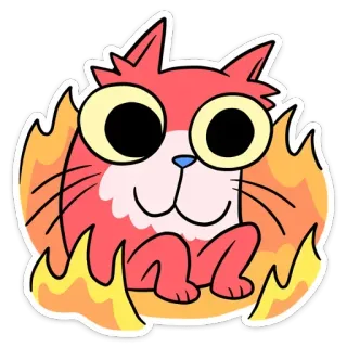 🔥 猫, 火, 動物, 可愛い, 漫画, ステッカー telegram sticker