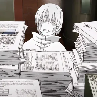 🧯 exhaustion, overwhelmed, paperwork, anime, stressed telegram sticker
