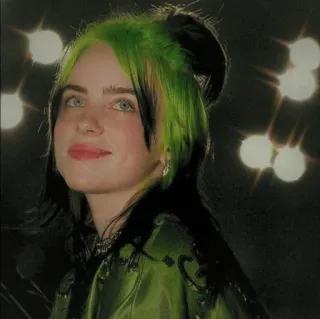 🕸 Billie Eilish 歌手, 緑髪, ポートレート, 有名人, 音楽 telegram sticker