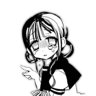 😭 Anime, Mangá, Garota, Chorando, Lágrimas, Triste, Preto e branco telegram sticker