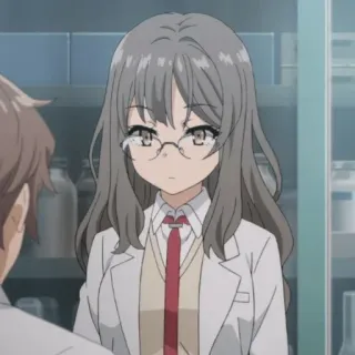 🧪 Anime, Fille, Scientifique, Lunettes, Blouse de laboratoire telegram sticker
