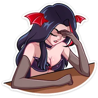 ⭐ mulher, desenho animado, triste, menina, gótico telegram sticker