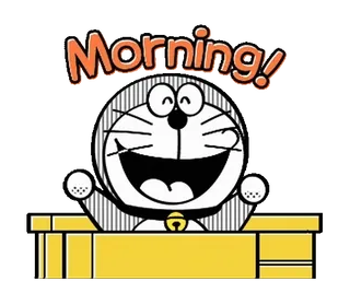 ◼️ Doraemon Morning! Doraemon, Ochtend, Cartoon, Goedemorgen, Anime, Schattig telegram sticker
