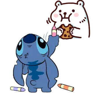 🐨 Stitch cartoon, sticker, character, stitch, middle finger telegram sticker