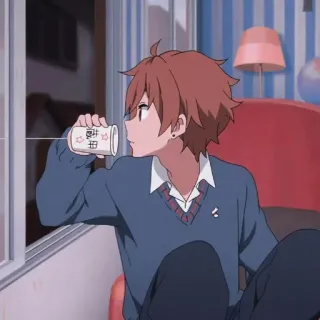 ❣ 檸檬田 Anime, Garçon, Fenêtre, Boire, Citron telegram sticker