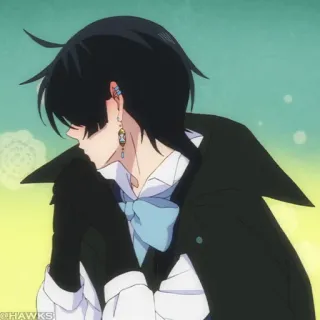 💎 Anime, Charakter, Schwarze Haare, Ohrring, Umhang telegram sticker