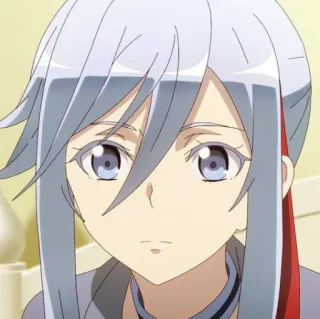 ✨ Anime, Charakter, Mädchen, Silbernes Haar, Porträt whatsapp sticker
