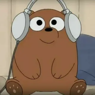 ☺ Grizzly Bear We Bare Bears We Bare Bears, グリズ, アニメ, かわいい, クマ, ヘッドホン telegram sticker