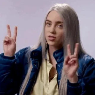 🌊 Billie Eilish Billie Eilish, piosenkarka, muzyka, znak pokoju, celebrytka telegram sticker