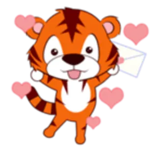 🐯 tiger, hearts, love, cute, animal, cartoon telegram sticker