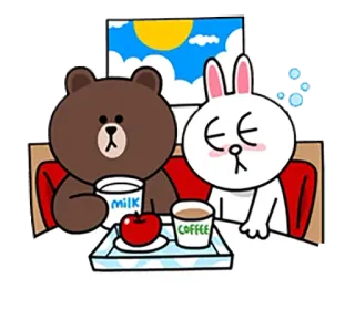 😪 milk coffee медведь, кролик, завтрак, молоко, кофе, милый telegram sticker