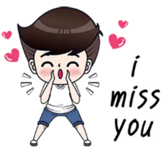 😗 i miss you 만화, 사랑, 보고싶어, 소년, 하트 whatsapp sticker