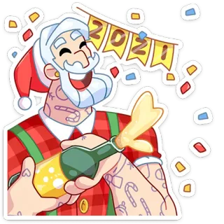 🥳 2021 père noël, nouvel an, fête, soirée, vacances, noël, hiver, confettis telegram sticker