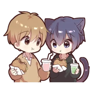 🌟 애니메이션, 만화, 귀여운, 캐릭터, 음식, 음료, 치비, 스티커 telegram sticker