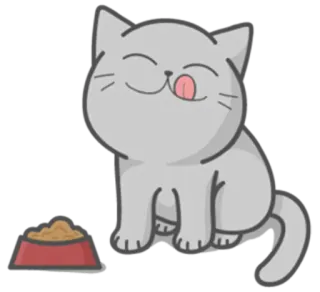 😋 kat, huisdier, dier, eten, schattig, cartoon telegram sticker
