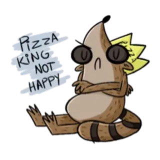 😤 Rigby Regular Show PIZZA KING NOT HAPPY Zwyczajny serial, Kreskówka, Rigby, Pizza King, niezadowolony telegram sticker