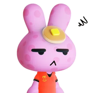 🍟 conejo, panqueque, estado de ánimo, lindo, personaje, rosa whatsapp sticker