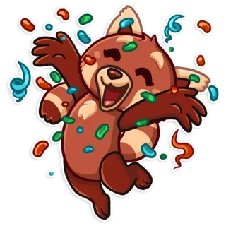 😃 panda rojo, animal, pegatina, dibujos animados, feliz, celebración whatsapp sticker