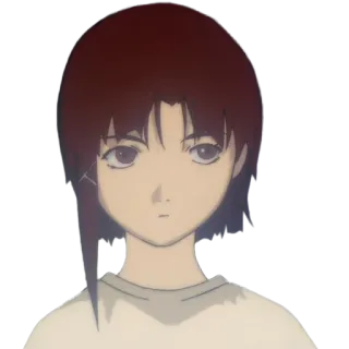 😒 Lain Iwakura Serial Experiments Lain Anime, Fille, Cyberpunk, Psychologique, Cheveux Bruns whatsapp sticker