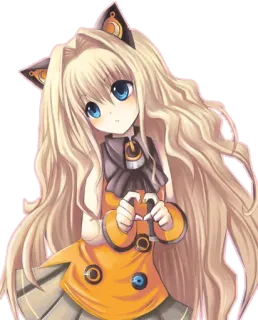🙂 Anime, Garota, Fofa, Mangá, Orelhas de gato, Loira, Ilustração, Desenho animado telegram sticker