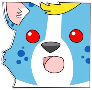 😮 cartoon, animal, sticker, cute, blue, face telegram sticker