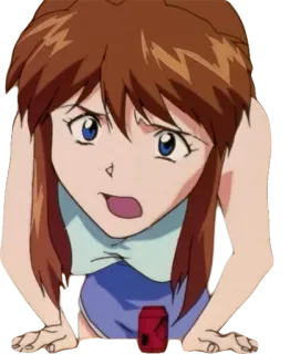 😀 Asuka Langley Soryu Neon Genesis Evangelion anime, girl, character, scared, expression telegram sticker