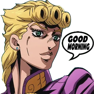 🛏 Giorno Giovanna JoJo's Bizarre Adventure GOOD MORNING giorno giovanna, jojo, selamat pagi, anime, stiker whatsapp sticker