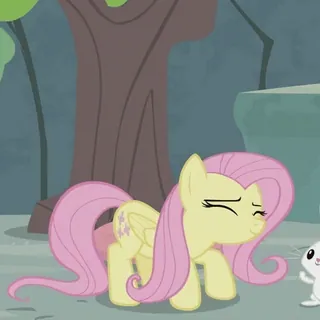 😄 Fluttershy My Little Pony: Friendship is Magic poni, binatang, kartun, lucu, kuning telegram sticker