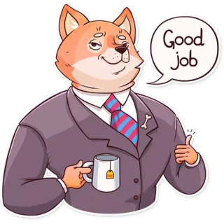 👍 Good job chien, emploi, succès, animal, autocollant whatsapp sticker