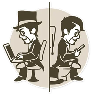 🔵 hombre, portátil, móvil, tecnología, informática, sombrero, gafas, moderno, oficina telegram sticker