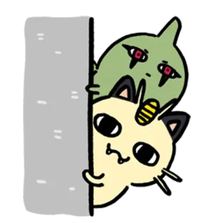 👀 Kreskówka, Kot, Potwór, Podglądanie, Słodki, Śmieszne telegram sticker