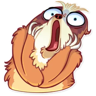 😨 สลอธ, ตกใจ, ประหลาดใจ, การ์ตูน, กลัว, ตลก telegram sticker