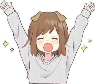 🙌 Anime, Telinga anjing, Senang, Berkilau, Imut telegram sticker