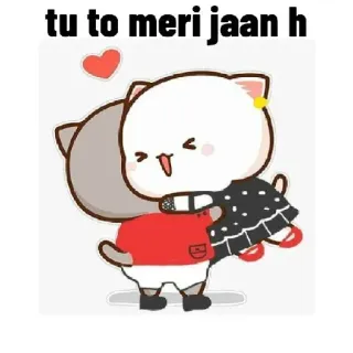 ❤️ tu to meri jaan h かわいい, 愛, マンガ, 愛情, 猫, ハート whatsapp sticker