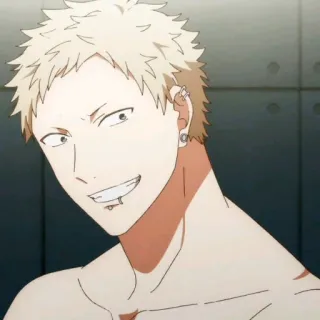 🗝 Anime, Männlich, Charakter, Lächeln, Blonde Haare, Ohrringe whatsapp sticker