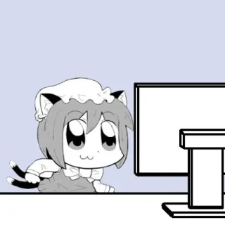 🤨 Anime, Manga, Catgirl, Ordenador, Meme, Internet whatsapp sticker